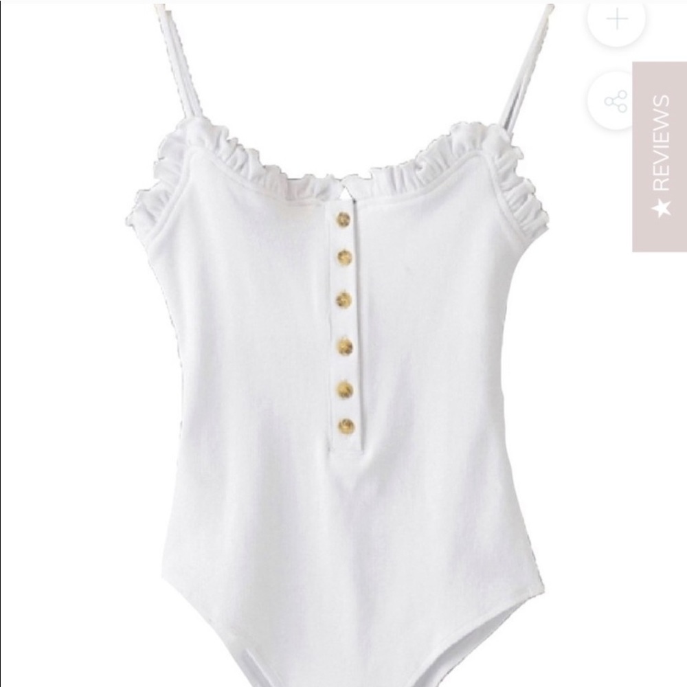 Goodnight Macaroon white ruffle bodysuit